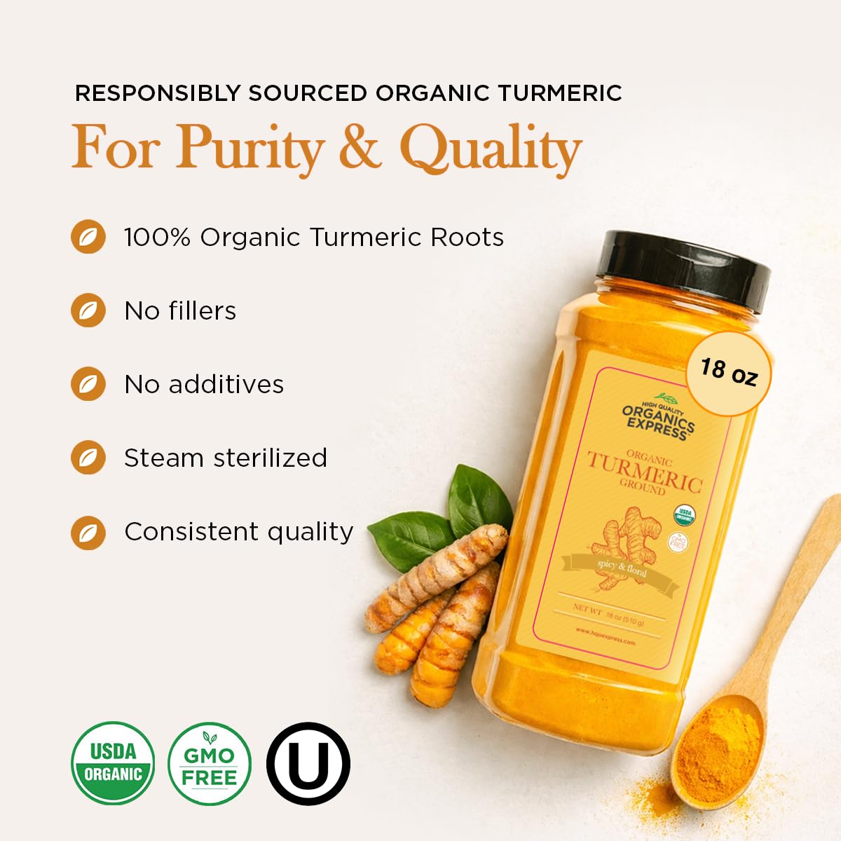 Amazon.com : HQOExpress Organic Ground Turmeric Powder – USDA